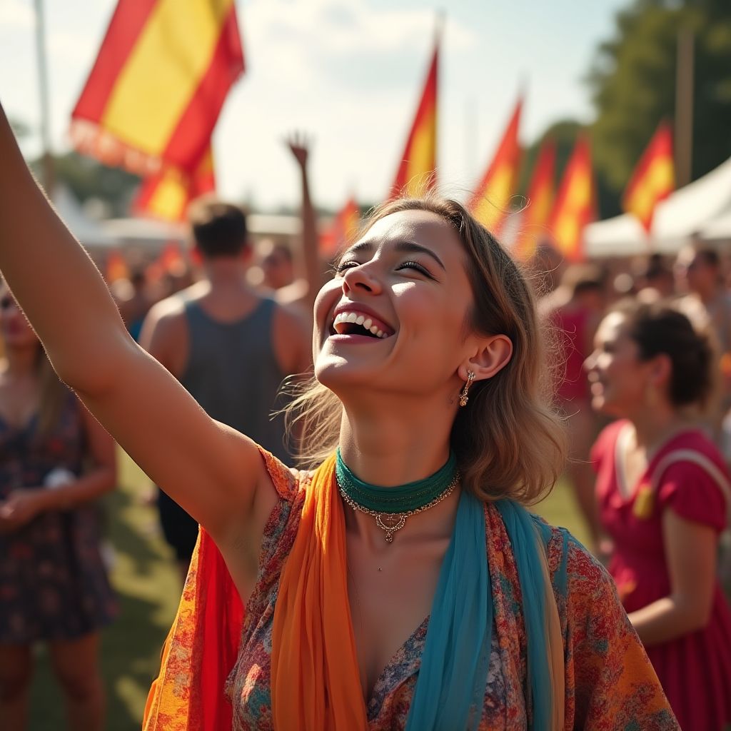 Público disfrutando festival familias grupos personas felices
