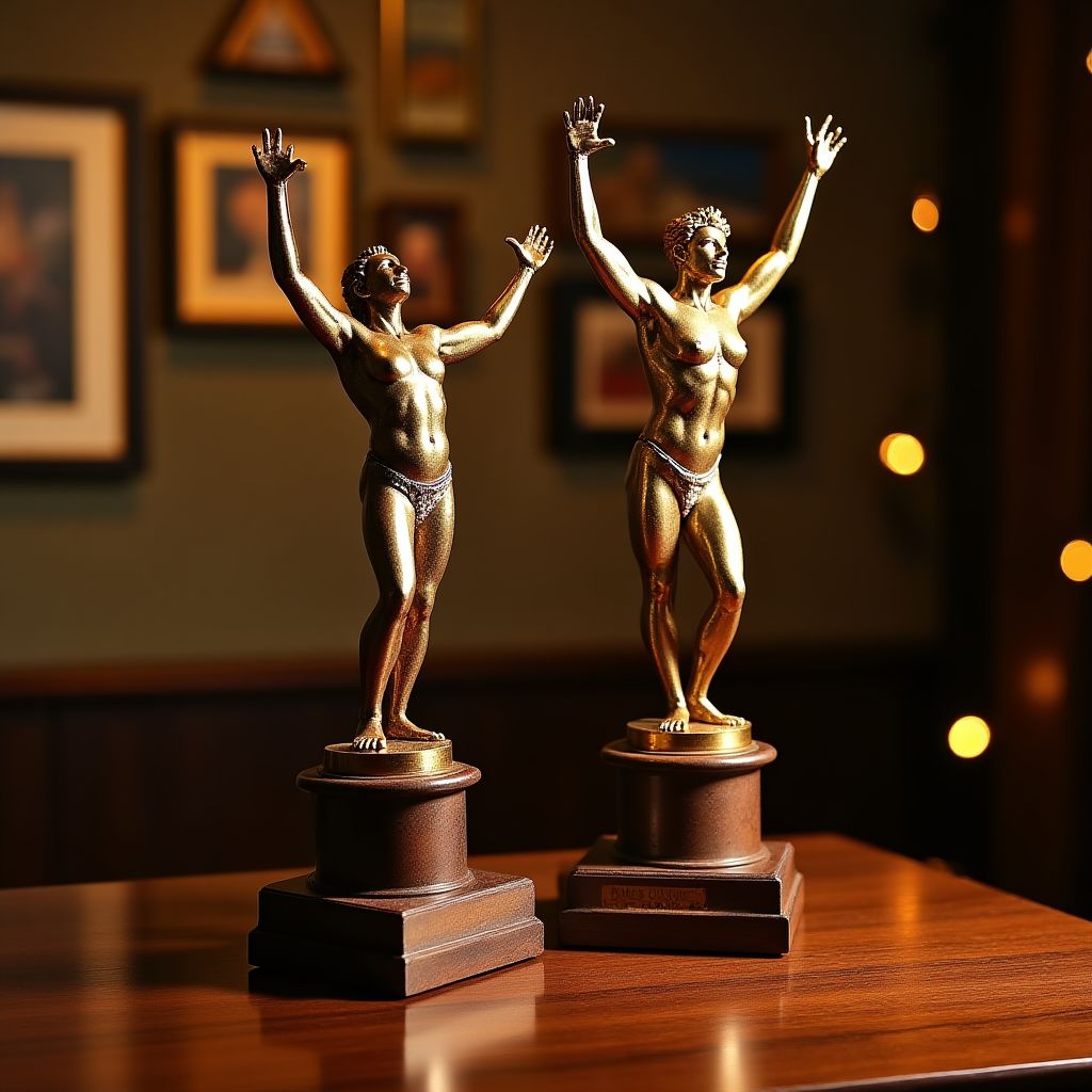 Ceremonia premiación artistas ganadores reconocimiento trofeos