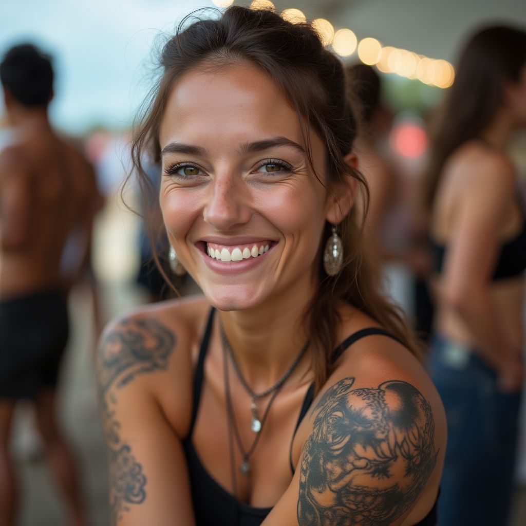 Camila Herrera cliente satisfecha sonriendo evento festival