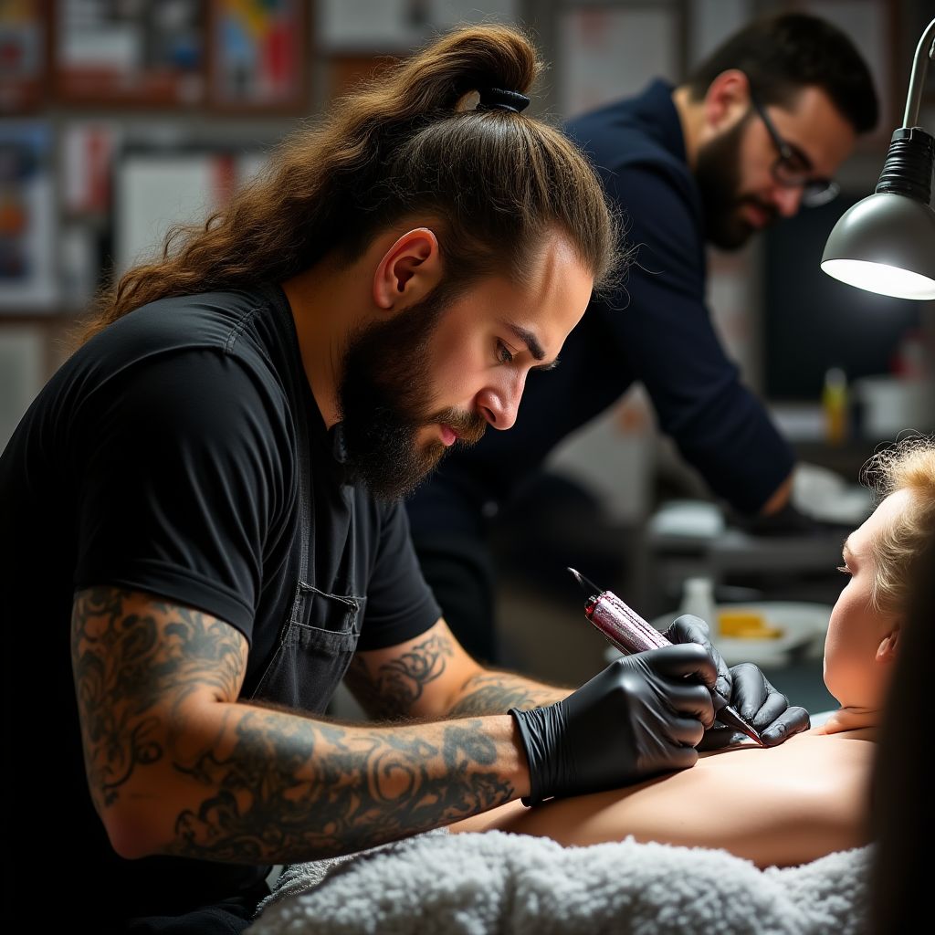 Ricardo Mendoza artista tatuador participante profesional trabajando